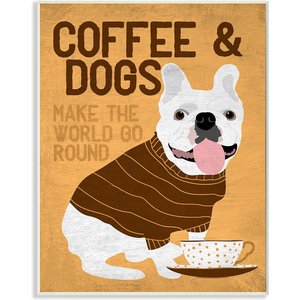 Stupell Industries Coffee & Dogs Phrase French Bulldog Café Dog Wall Décor, Wood, 10 x 0.5 x 15-in