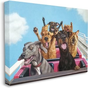 Stupell Industries Dogs Riding Roller Coaster Funny Amusement Park Dog Wall Décor, Canvas, 16 x 1.5 x 20-in