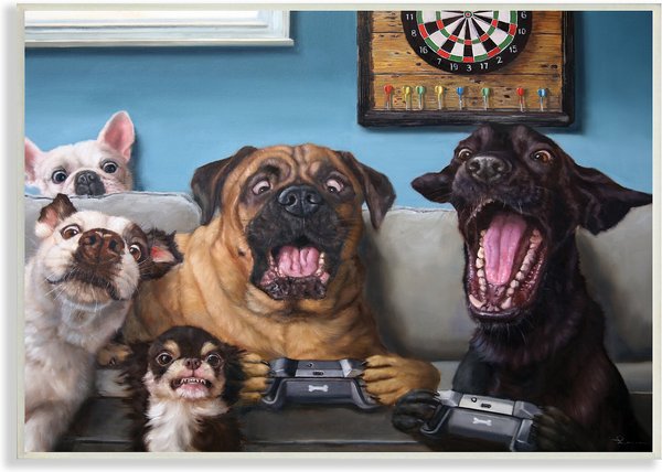 STUPELL INDUSTRIES Funny Dogs Playing Video Games Livingroom Dog Wall Décor, White Framed, 16 x x 20-in STUPELL INDUSTRIES Funny Dogs Playing Video Games Livingroom Dog Wall Décor, White Framed, 16 x x 20-in