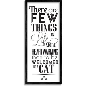 Stupell Industries Few Things Like Cat Welcoming Cat Wall Décor, Black Framed, 10 x 1.5 x 24-in