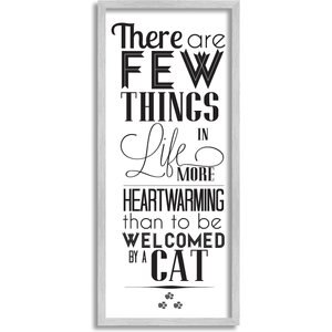 Stupell Industries Few Things Like Cat Welcoming Cat Wall Décor, Gray Framed, 10 x 1.5 x 24-in