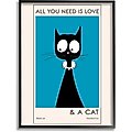 Stupell Industries Love & A Cat Phrase Cat Wall Décor, Black Framed, 11 x 1.5 x 14-in