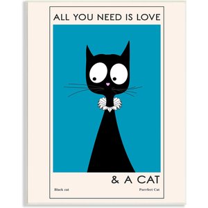 Stupell Industries Love & A Cat Phrase Cat Wall Décor, White Framed, 11 x 1.5 x 14-in