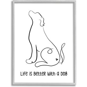 Stupell Industries Life's Better Dog Wall Décor, Gray Framed, 11 x 1.5 x 14-in