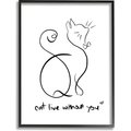 Stupell Industries Cat Live Without You Phrase Feline Pet Pun Wall Décor, Black Framed, 11 x 1.5 x 14-in