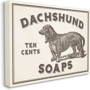 Stupell Industries Dachshund Soap Vintage Sign Dog Wall Décor, Canvas, 24 x 1.5 x 30-in