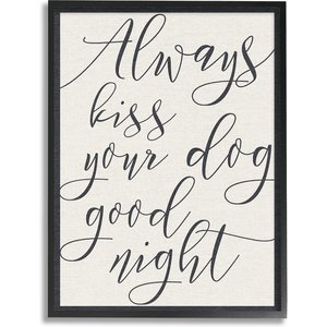 Stupell Industries Always Kiss Your Dog Goodnight Dog Wall Décor, Black Framed, 24 x 1.5 x 30-in