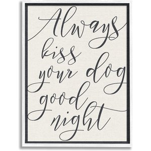 Stupell Industries Always Kiss Your Dog Goodnight Dog Wall Décor, White Framed, 24 x 1.5 x 30-in