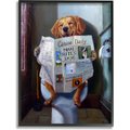Stupell Industries Dog Reading the Newspaper On Toilet Funny Painting Dog Wall Décor, Black Framed, 24 x 1.5 x 30-in