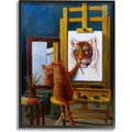 Stupell Industries Cat Confidence Self Portrait as a Tiger Funny Painting Cat Wall Décor, Black Framed, 11 x 1.5 x 14-in