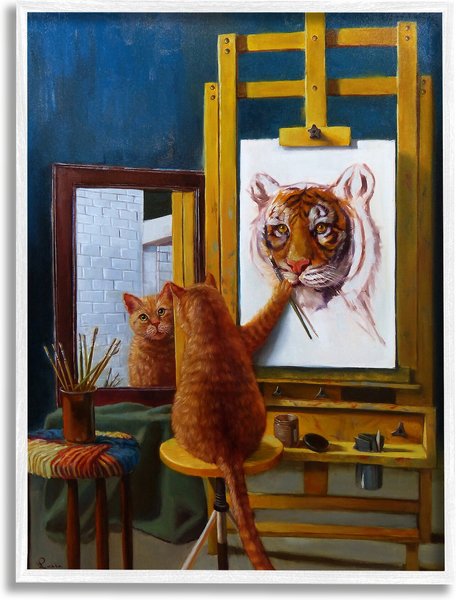 Stupell Industries Cat Confidence Self Portrait as a Tiger Funny Painting Cat Wall Décor, Wood, 13 x 0.5 x 19-in slide 1 of 7