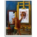 Stupell Industries Cat Confidence Self Portrait as a Tiger Funny Painting Cat Wall Décor, Wood, 13 x 0.5 x 19-in