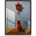 Stupell Industries Cat Waiting for The Cuckoo Clock Funny Dramatic Painting Cat Wall Decor, Black Framed, 11 x 1.5 x 14-in