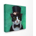 Stupell Industries Good Sir Top Hat Cat with a Mouse & A Monacle Turquoise Painting, Canvas, 17 x 1.5 x 17-in