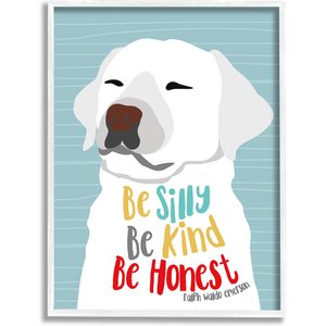 Stupell Industries Be Silly Be Kind Be Honest Light Blue Poster Style Dog Wall Décor, Wood, 10 x 0.5 x 15-in