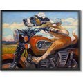 Stupell Industries Dog & Cat on a Red Motorcycle Road Trip Painting Dog & Cat Wall Décor, Black Framed, 16 x 1.5 x 20-in