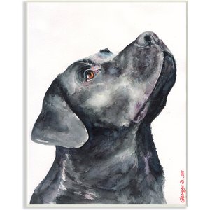 Stupell Industries Black Labrador Dog Pet Animal Watercolor Painting Dog Wall Décor, Wood, 10 x 0.5 x 15-in