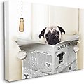 Stupell Industries Pug Reading Newspaper in Bathroom Dog Wall Décor, Canvas, 16 x 1.5 x 20-in