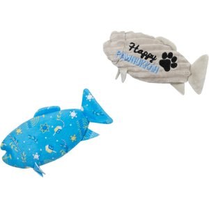Frisco Hanukkah "Happy Pawnukkah" Fish Plush Cat Toy with Catnip, 2 count