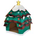 Frisco Holiday Christmas Tree Cardboard Cat House