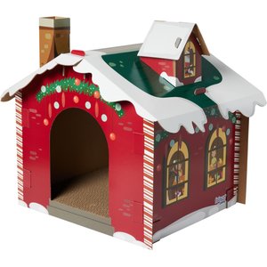 Frisco Holiday Santa's Workshop Cardboard Cat House