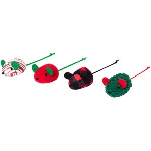 Frisco Holiday Plush Mice Cat Toy with Catnip, 4 count