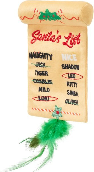 Frisco Holiday Santa's List Plush & Feather Cat Toy with Catnip slide 1 of 5