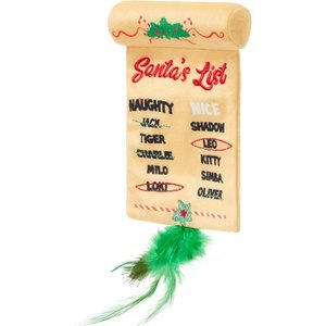 Frisco Holiday Santa's List Plush & Feather Cat Toy with Catnip