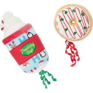 Frisco Holiday Café Latte & Donut Plush Cat Toy with Catnip, 2 count