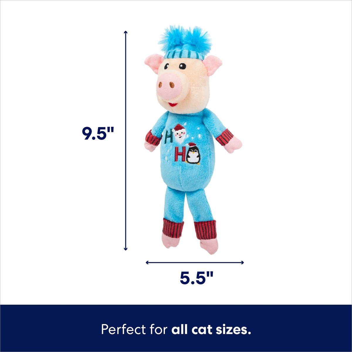 FRISCO Holiday Pig in Pajamas Plush Kicker Cat Toy with Catnip