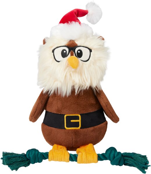 Frisco Holiday Owl Plush with Rope Squeaky Dog Toy, Large slide 1 of 6