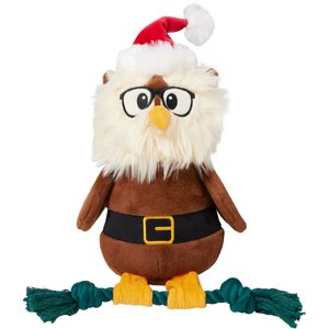 Frisco Holiday Owl Plush with Rope Squeaky Dog Toy, Large