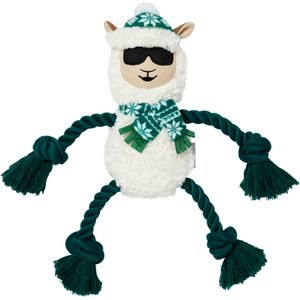 Frisco Holiday Fa La La Llama Plush with Rope Squeaky Dog Toy, Medium