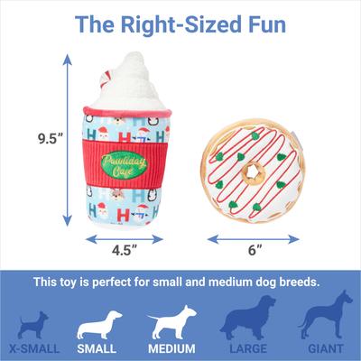 Show full view: Frisco Holiday Café Latte & Donut Plush Squeaky Dog Toy, 2 count slide 2 of 6