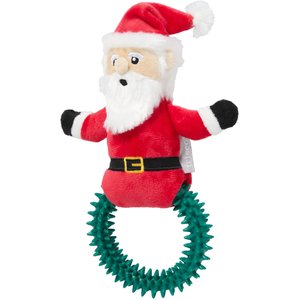 Frisco Holiday Santa Claus Plush with TPR Ring Squeaky Dog Toy