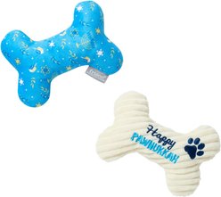 Frisco Hanukkah "Happy Pawnukkah" Bone Plush Squeaky Dog Toy, Small/Medium, 2 count