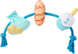 Frisco Hanukkah Celebration Plush with Rope Squeaky Dog Toy, Large/X-Large