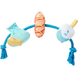 Frisco Hanukkah Celebration Plush with Rope Squeaky Dog Toy