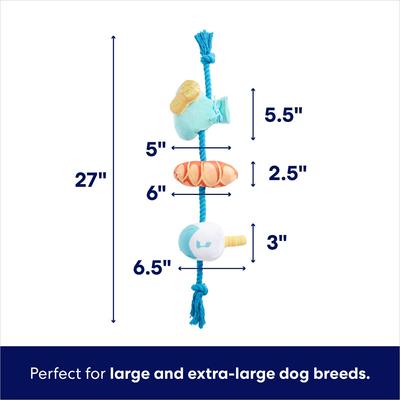 Show full view: Frisco Hanukkah Celebration Plush with Rope Squeaky Dog Toy, Large/X-Large slide 2 of 7