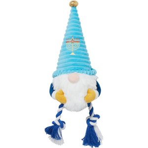 Frisco Hanukkah Gnome Plush with Rope Squeaky Dog Toy