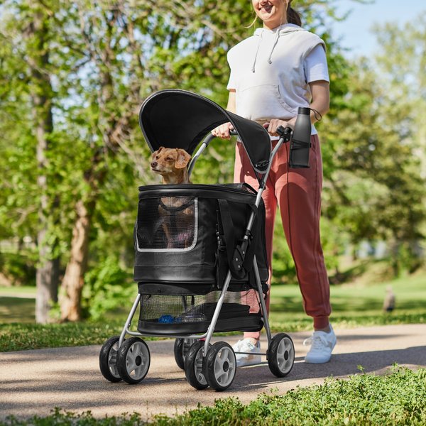 Frisco 3 in 1 Dog & Cat Stroller with Detachable Carrier, Black slide 1 of 7