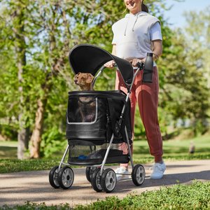 Frisco 3 in 1 Dog & Cat Stroller with Detachable Carrier, Black