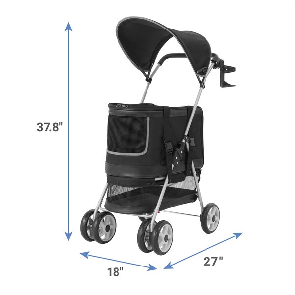 3-in-1 Dog Cat Stroller With Detachable Carrier – Folds Compact, Holds Up To 40 Lbs, For Small/Medium Pets, Light Grey