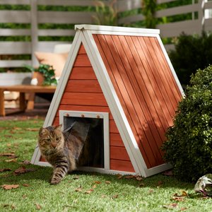 Frisco Outdoor Wooden A-Frame Cat House, Large