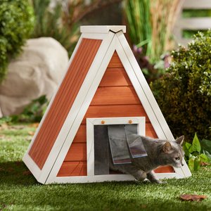 Frisco Outdoor Wooden A-Frame Cat House, Medium