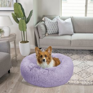 Best Friends by Sheri The Original Calming Shag Fur Donut Cuddler Cat & Dog Bed, Lavender, Medium