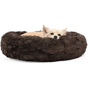 Best Friends by Sheri Calming Lux Fur Donut Cuddler Bolster Cat & Dog Bed, Mink, X-Small