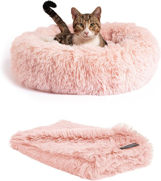 Best Friends by Sheri The Original Calming Donut Cat & Dog Bed & Throw Blanket, Cotton Candy, Small slide 1 of 6