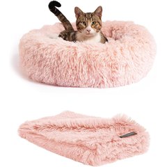 Best Friends by Sheri The Original Calming Donut Cat & Dog Bed & Throw Blanket, Cotton Candy, Small