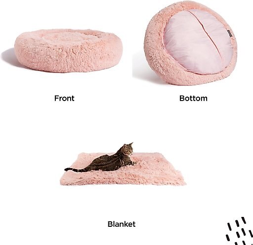 Best Friends by Sheri The Original Calming Donut Cat & Dog Bed & Throw Blanket, Cotton Candy, Small